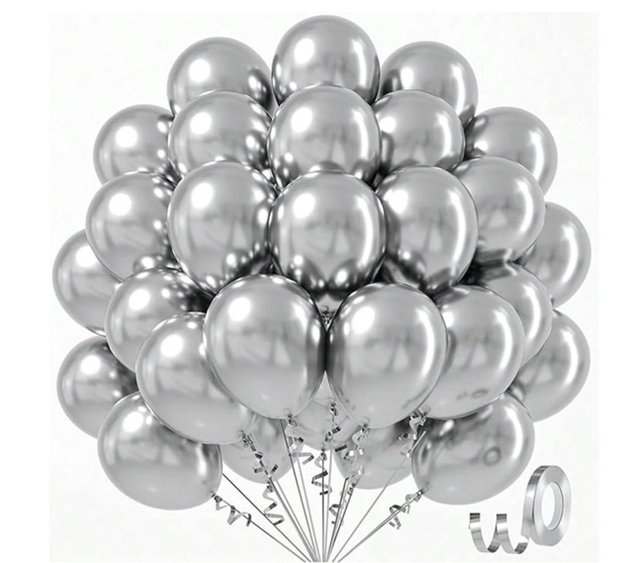 Large 45cm Metallic Silver Helium Balloon