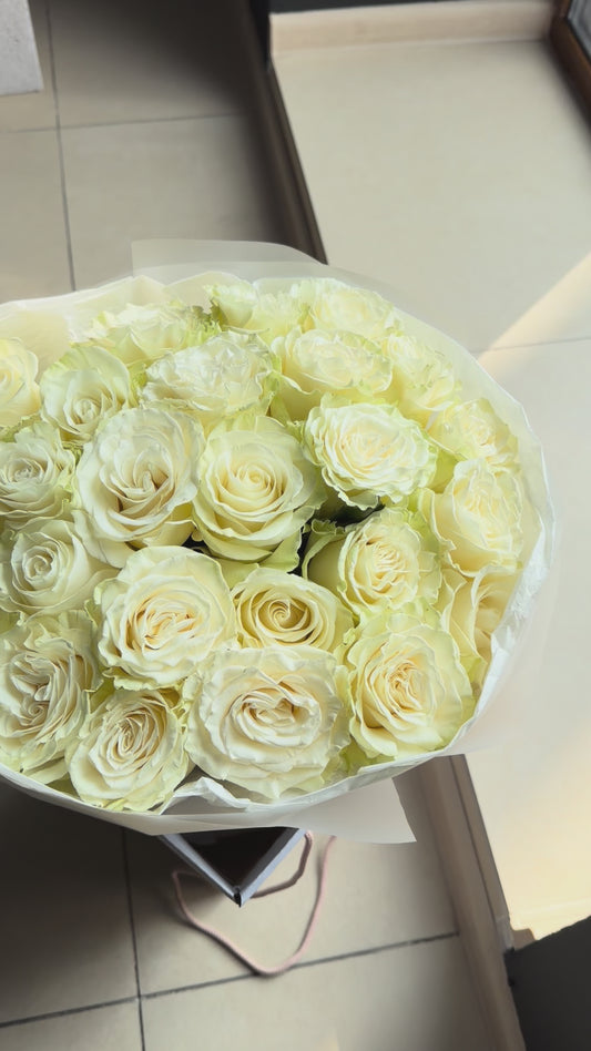 White Mondial roses
